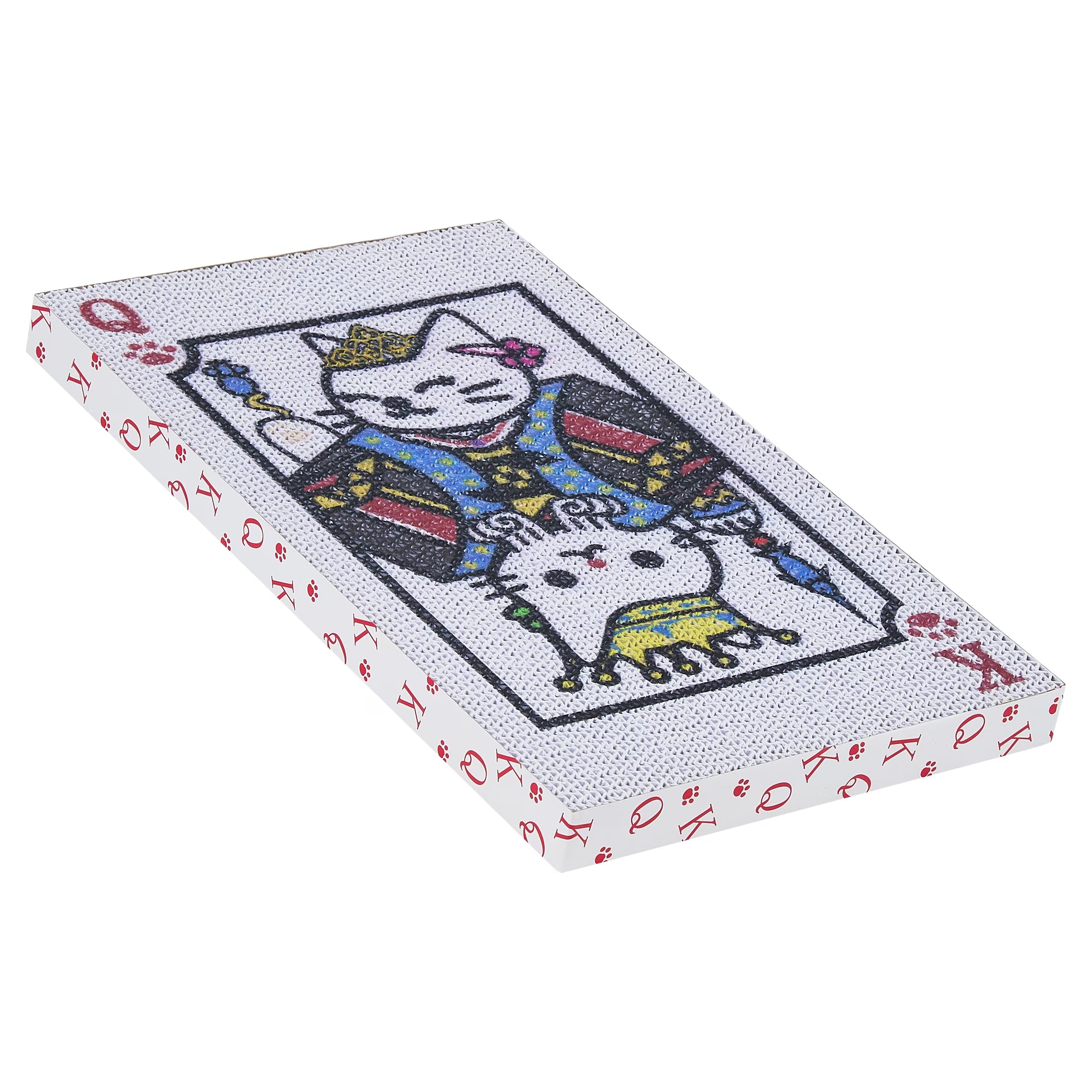 Corrugate Poker Card Cat Scratcher, Multicolor, 15.7" X 9.4"
