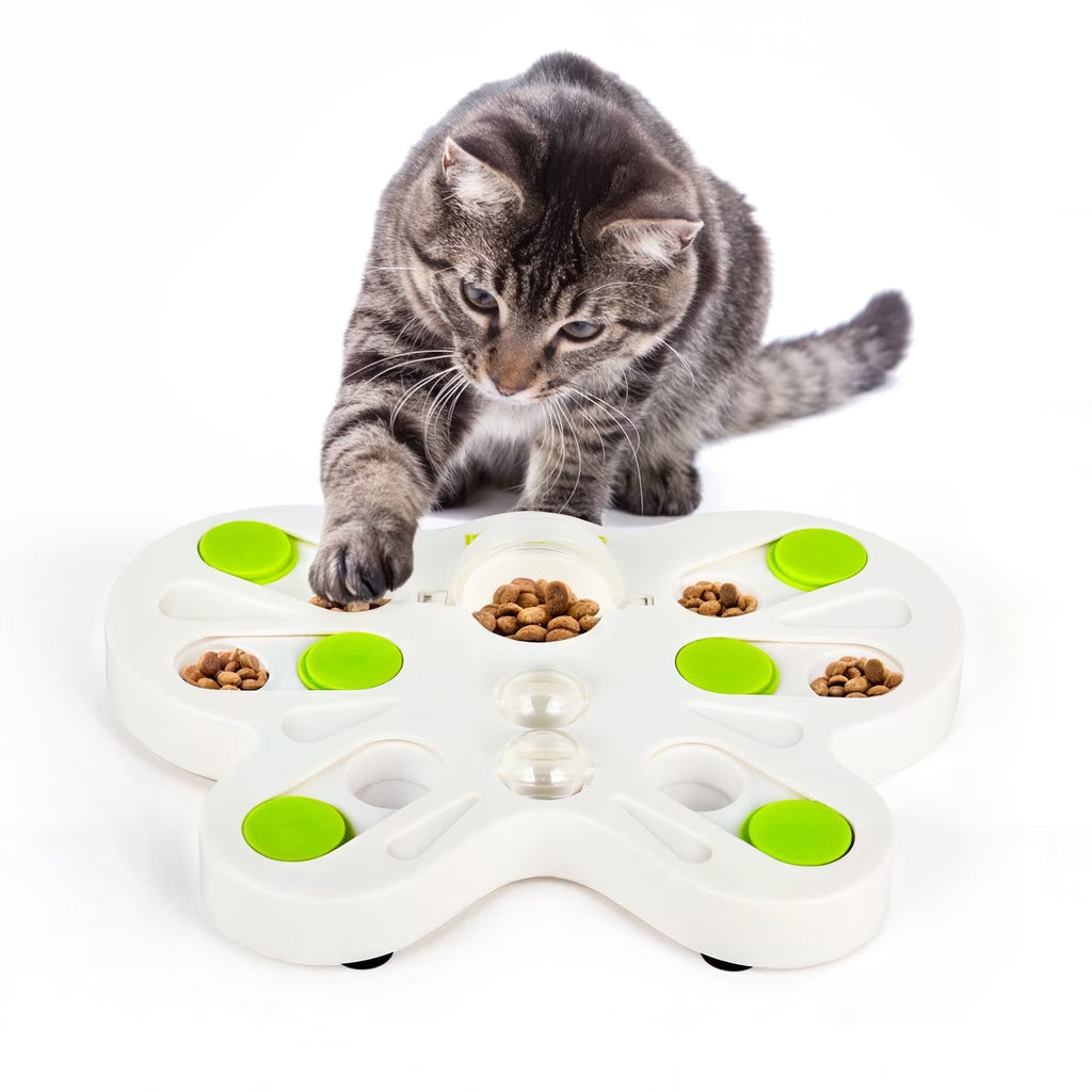 Interactive Cat Puzzle Feeder Toy, Cat Slow Puzzle Feeding Toy for Kitty IQ Training & Mental Stimulation, Butterfly