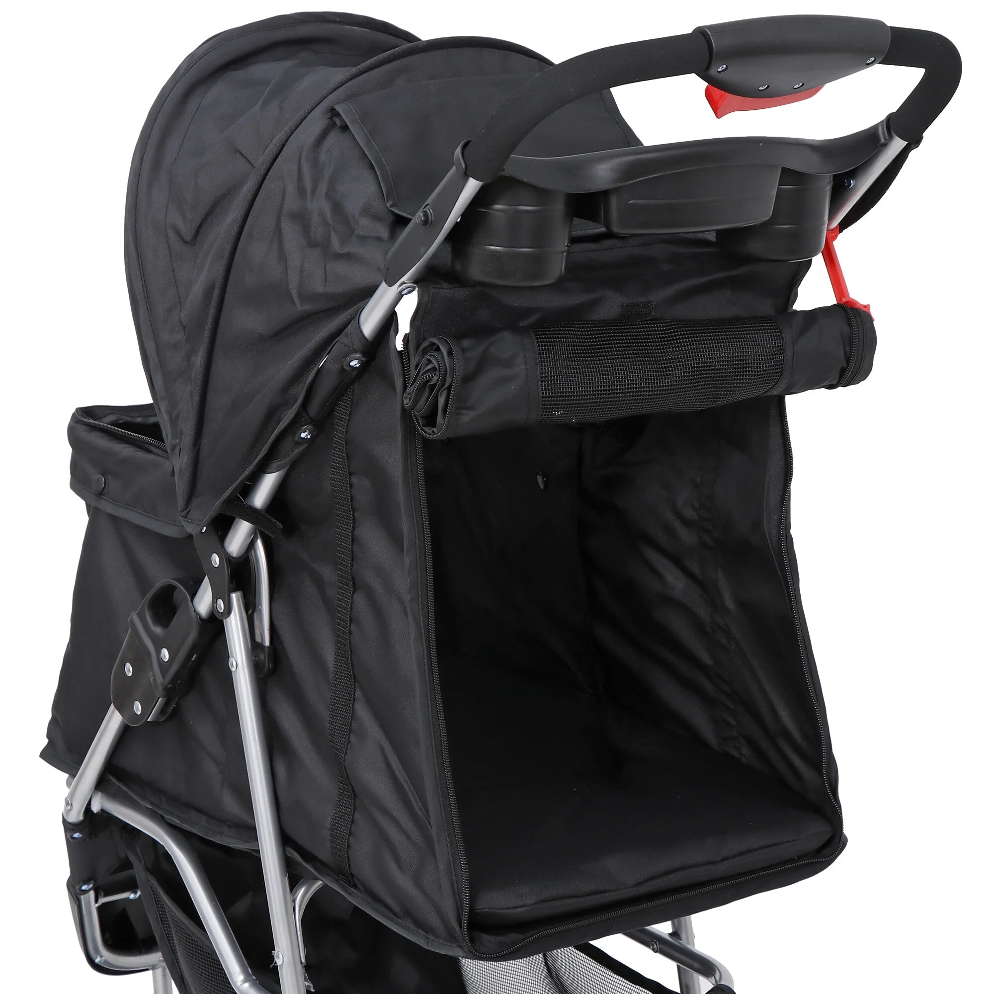 Three Wheels Pet Stroller, 360 Rotation, Folding Convertible Design, Black