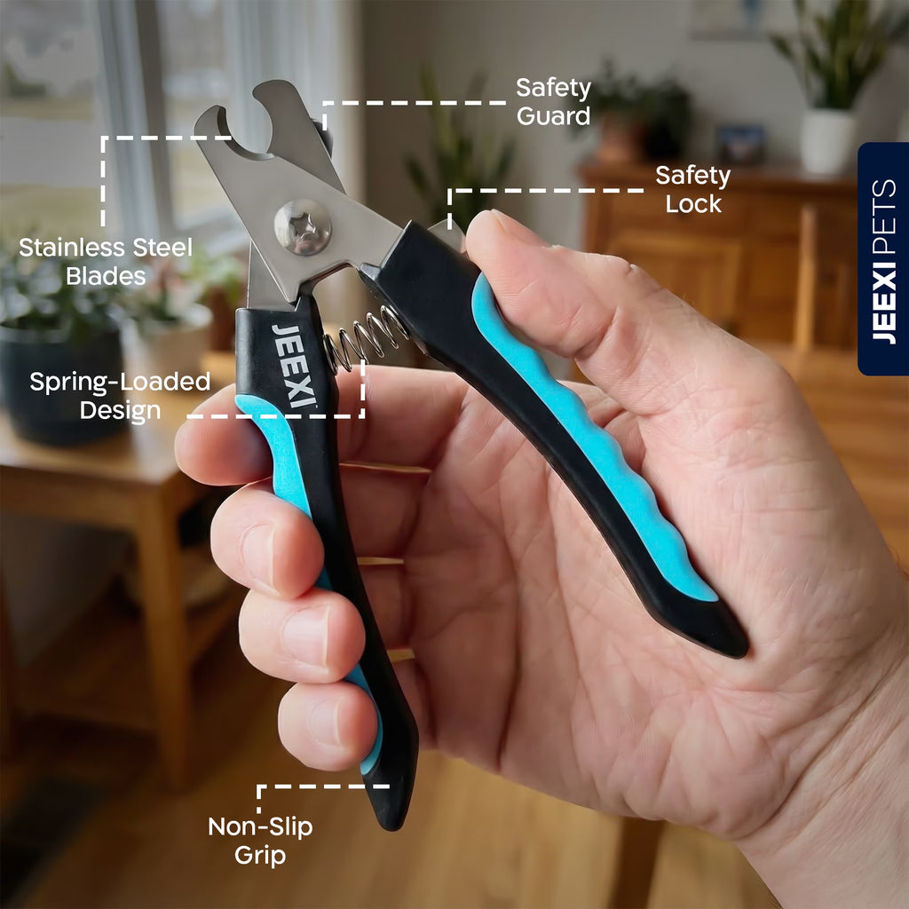 Blue Dog Nail Clippers and Trimmer with Safety Guard, Avoid Over-Cutting Toenail Razor Sharp Blades, Small Medium Large Breeds