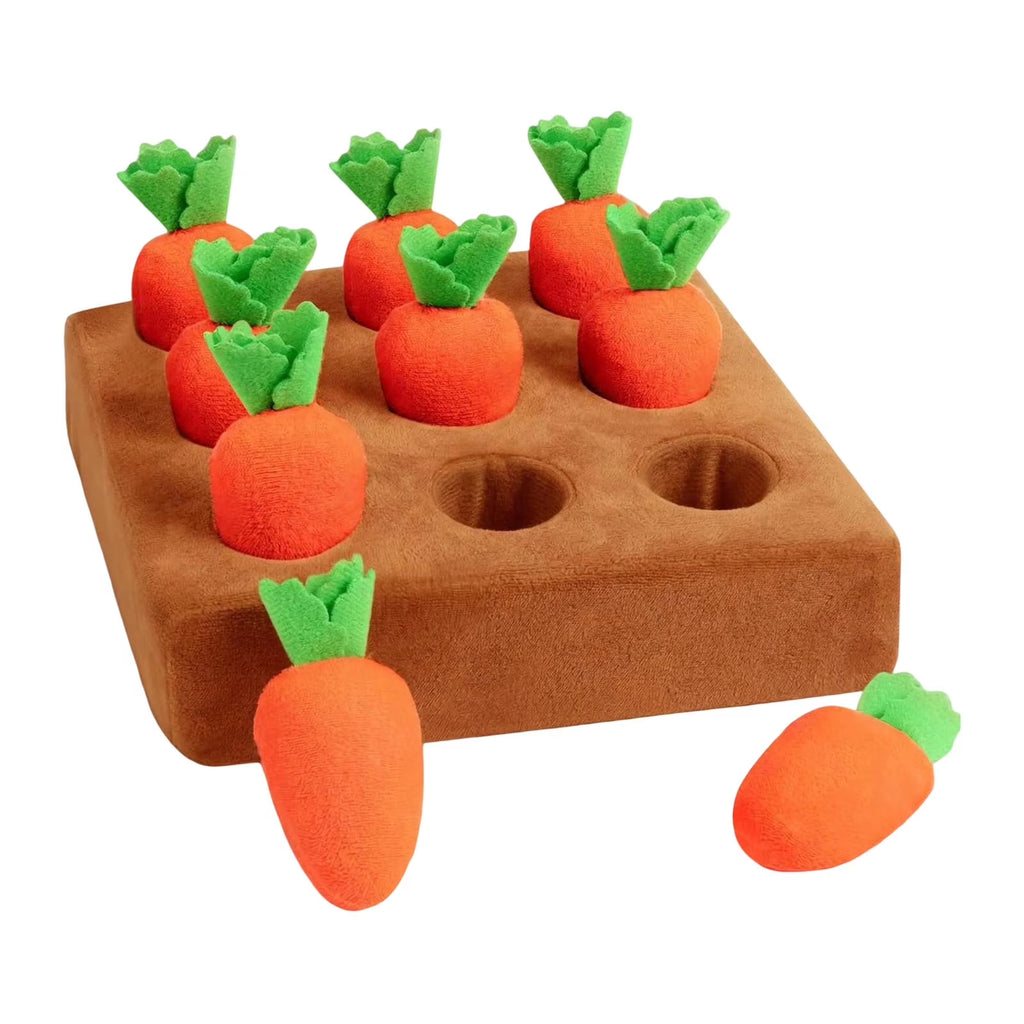 Carrot Dog Toys Carrot Snuffle Mat for Dogs Toy Carrot, Interactive Dog Plush Puzzle Toys, Interactive Rabbit Enrichment Toys, 2 in 1 Non-Slip Nosework Feed Games Pet Stress Relief with 9 Carrots