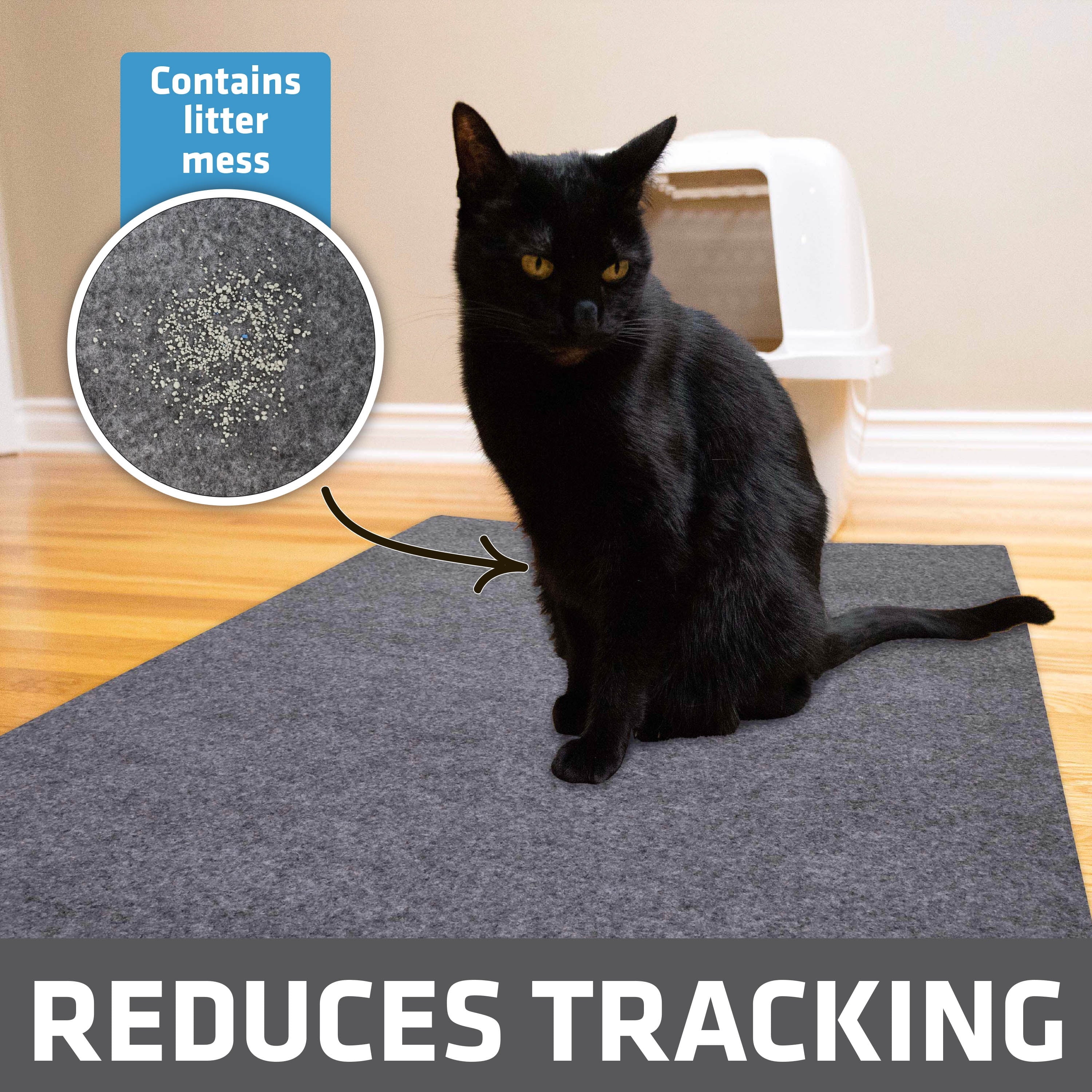 Jumbo Cat Litter Box Mat, Waterproof Urine-Proof, Absorbent, Machine Washable, Contains Mess, Soft on Paws, Kitten Supplies 29X44, Light Grey