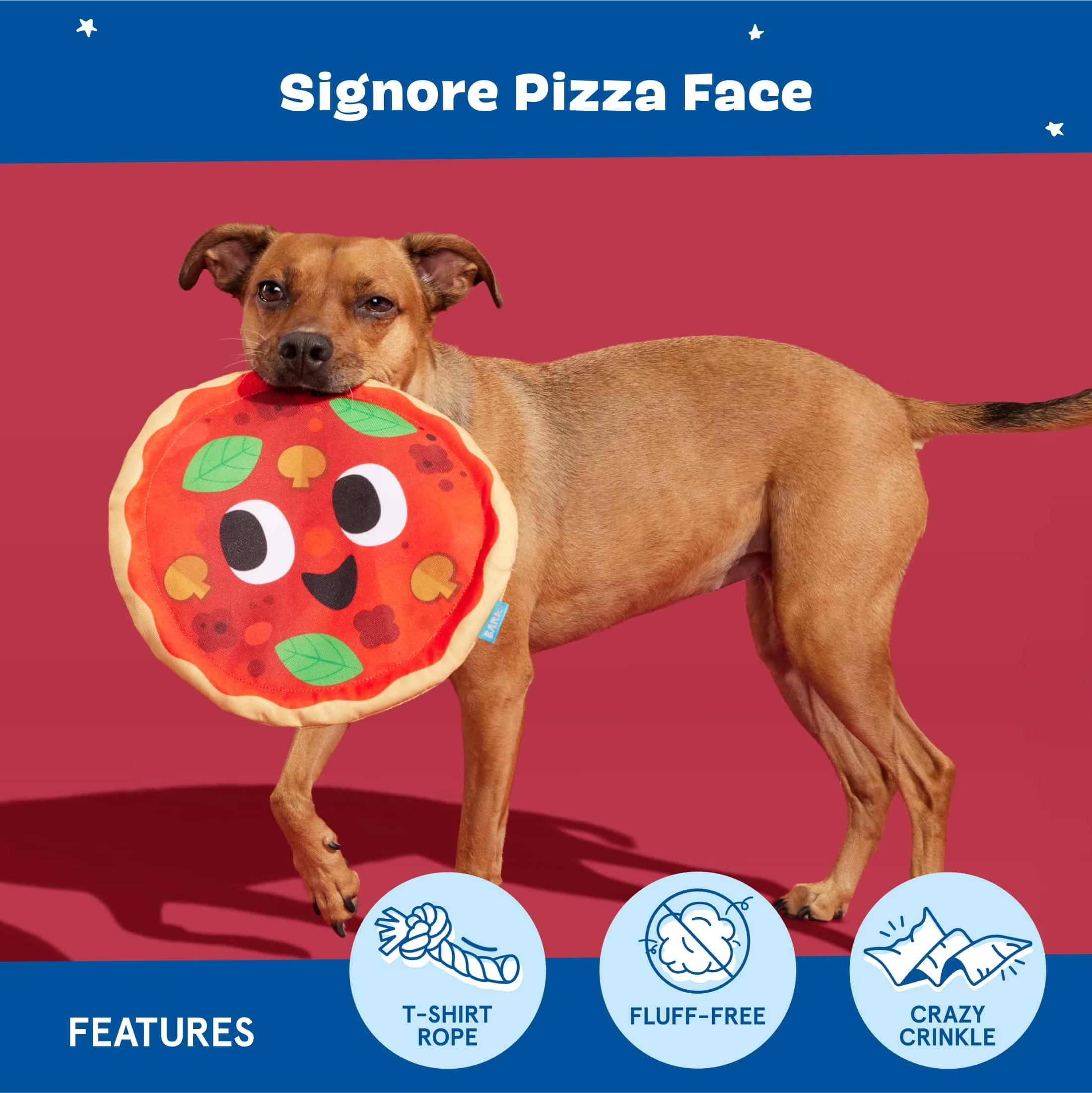 Signore Pizza Face Plush Dog Toy