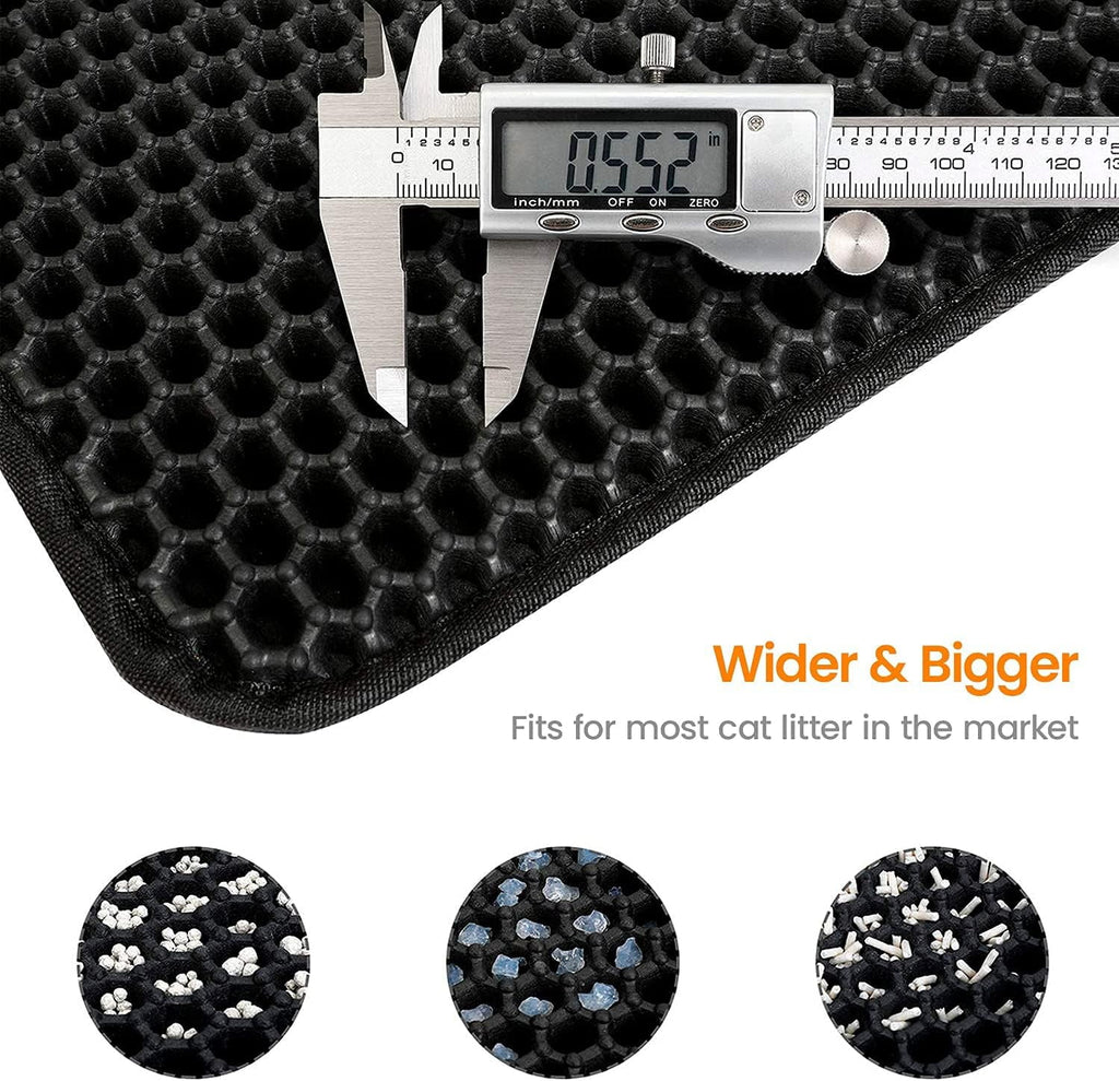 17" X 23" Cat Litter Mat Trapping Match, Honeycomb Double Layer Design, Urine-Proof and Water Proof, Scatter Control, Easier to Clean & Washable(Black)