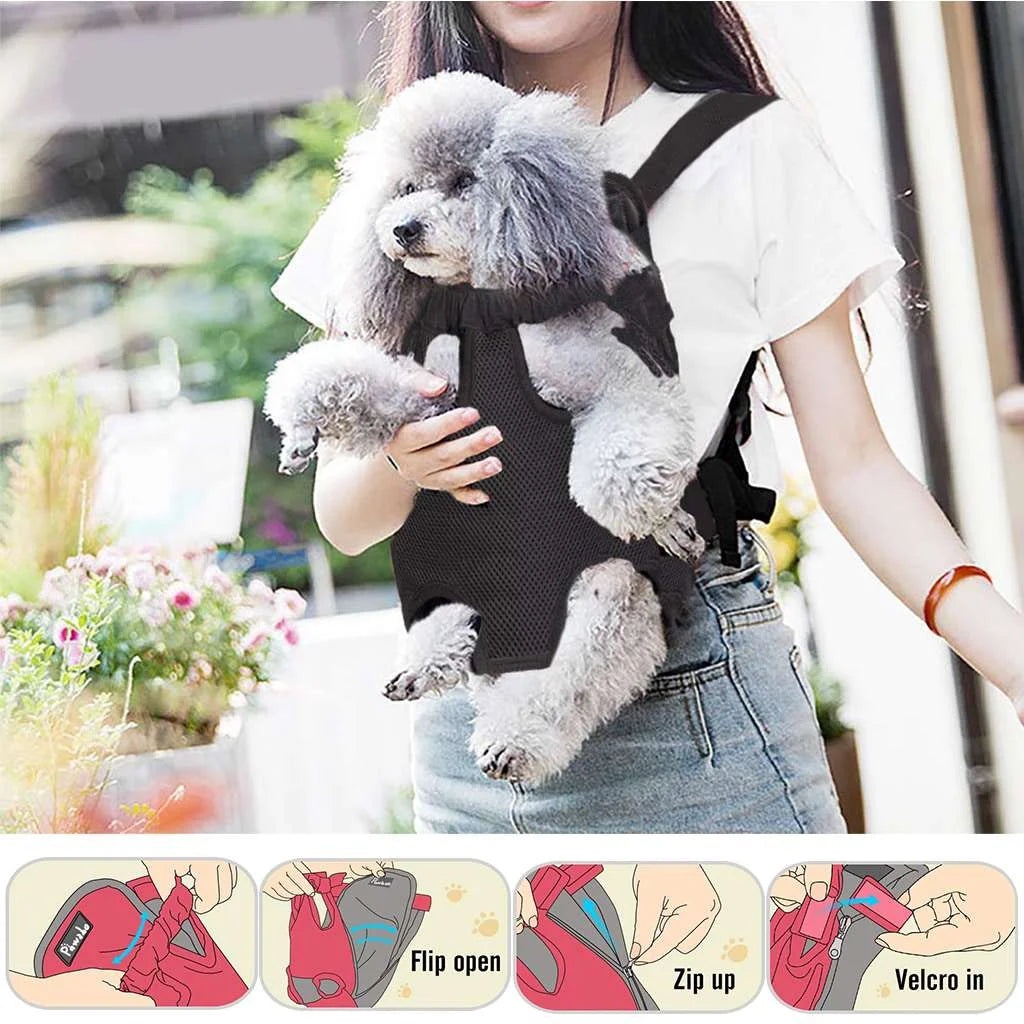 PULLIMORE Pet Carrier Backpack Front Pack, Dog Cat Carrier Travel Bag Adjustable Straps Legs Out for Small Medium Pets (S, Pink)