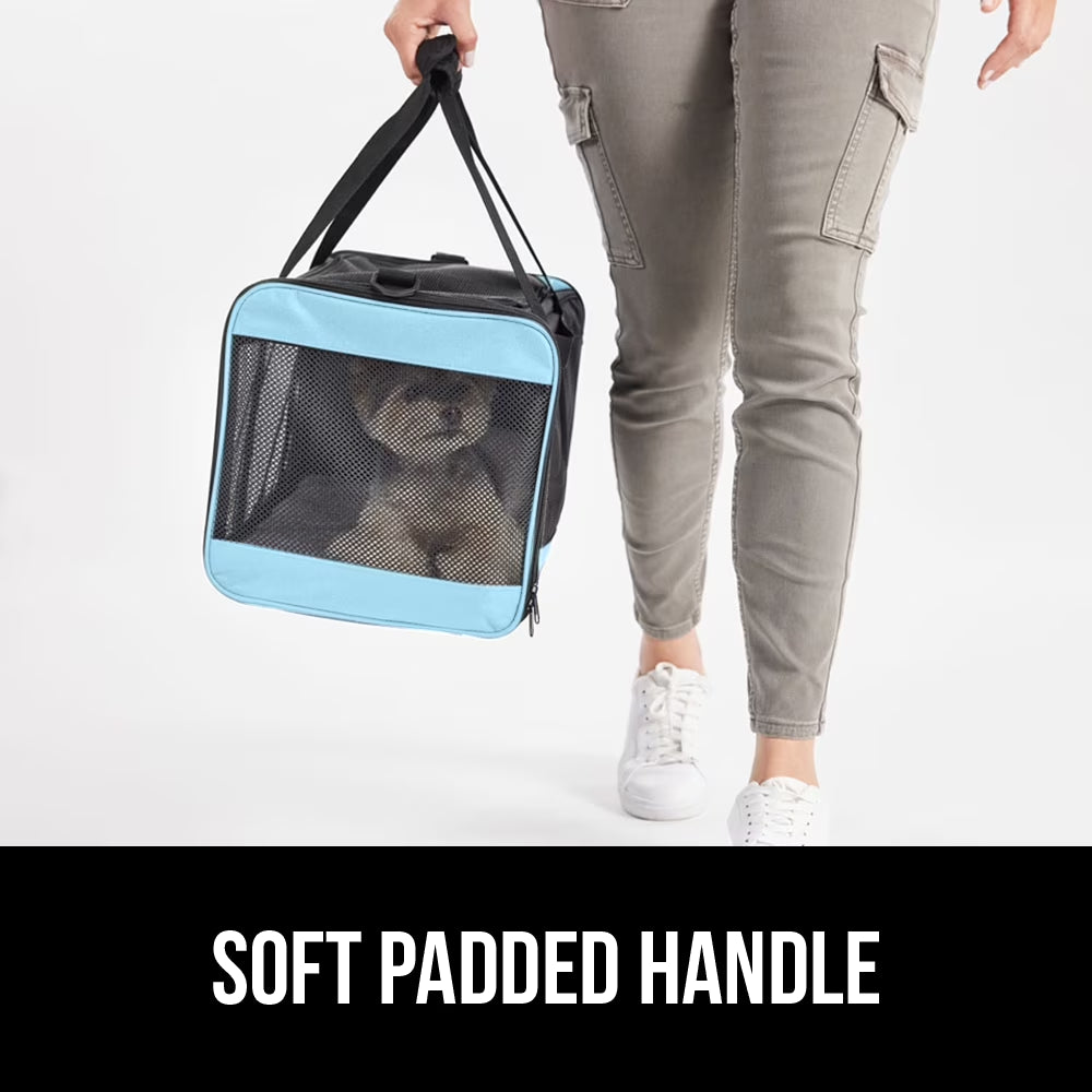 Cat Carrier Portable Dog Kennel up to 15 Lbs, Airline Pet Travel Bag, Blue